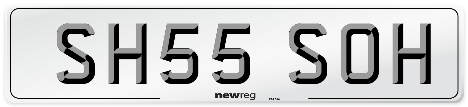 SH55 SOH Number Plate from New Reg